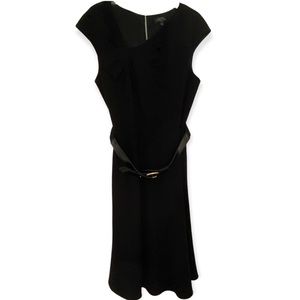 Black Tahari Belted fit and flair Dress w/bow detail-10P